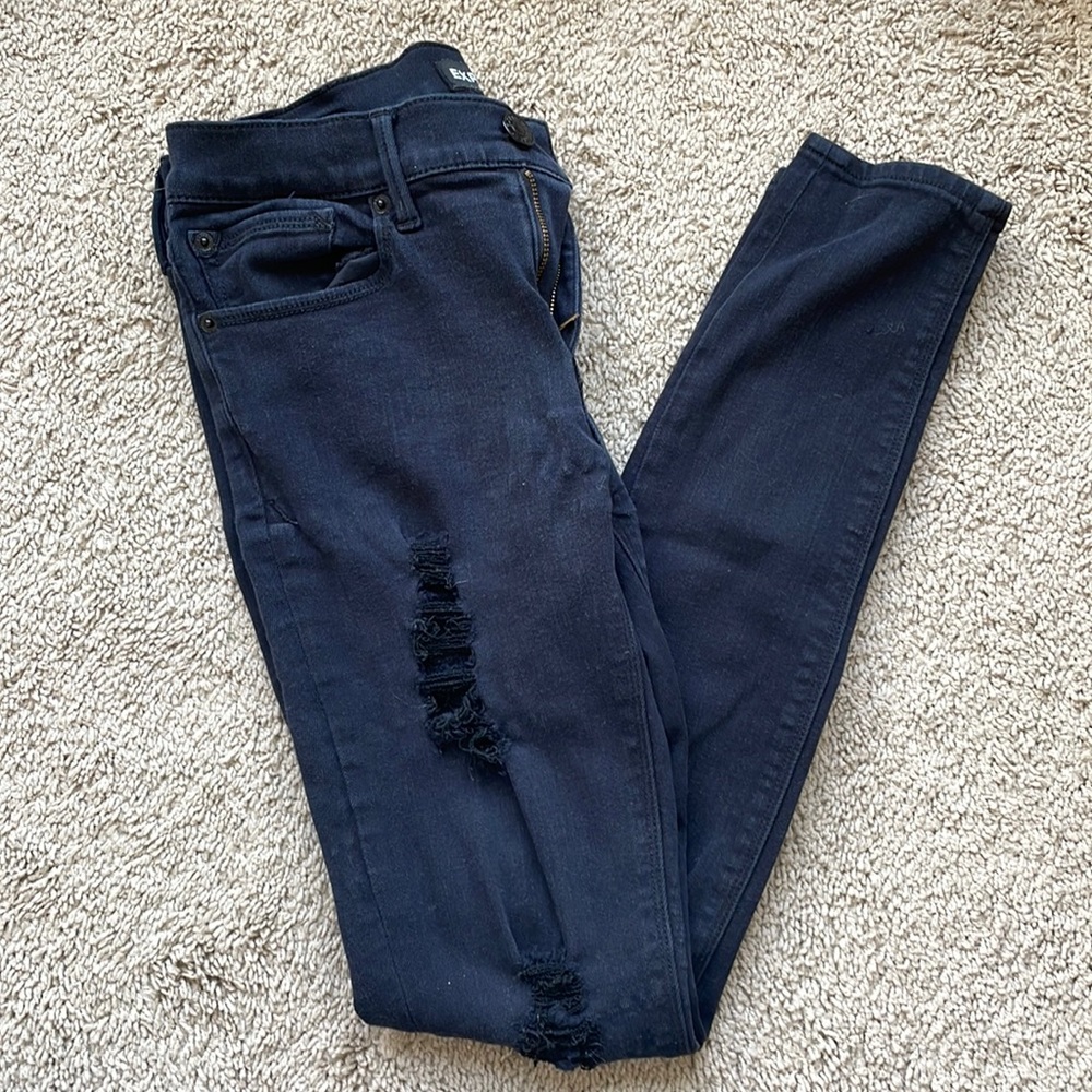 mid rise black ripped skinny jeans